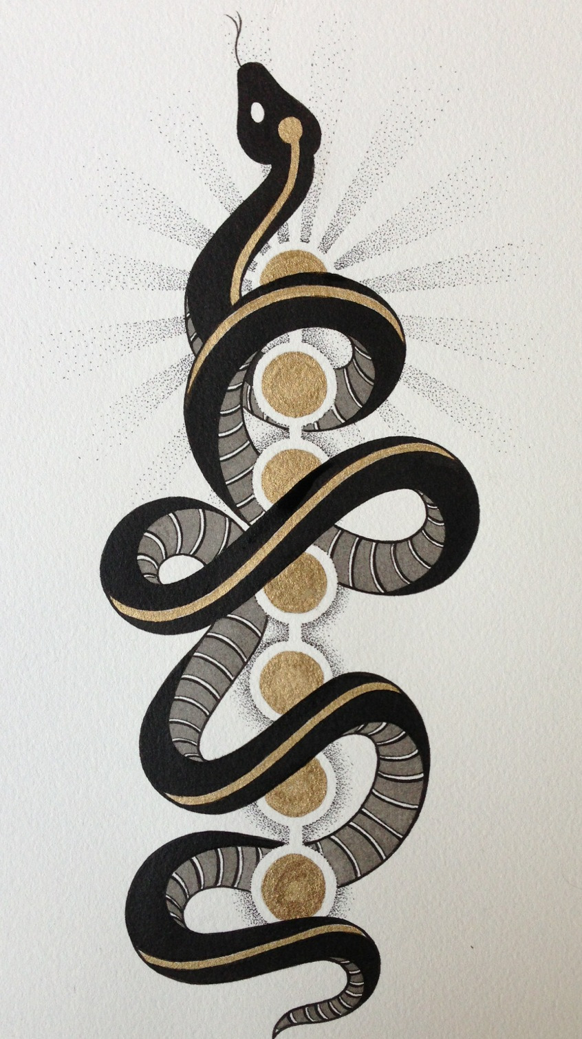 snake and chakras illustration by michael e bennett